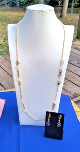 Set 1988 Avon Nostalgic Reflections Halskette & Ohrring Set, goldfarben 33" L #185 - Bild 1 von 8