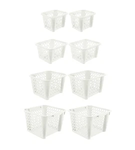 8 Pack Stackable White Storage Bins Assorted Sizes for Home - Picture 1 of 6