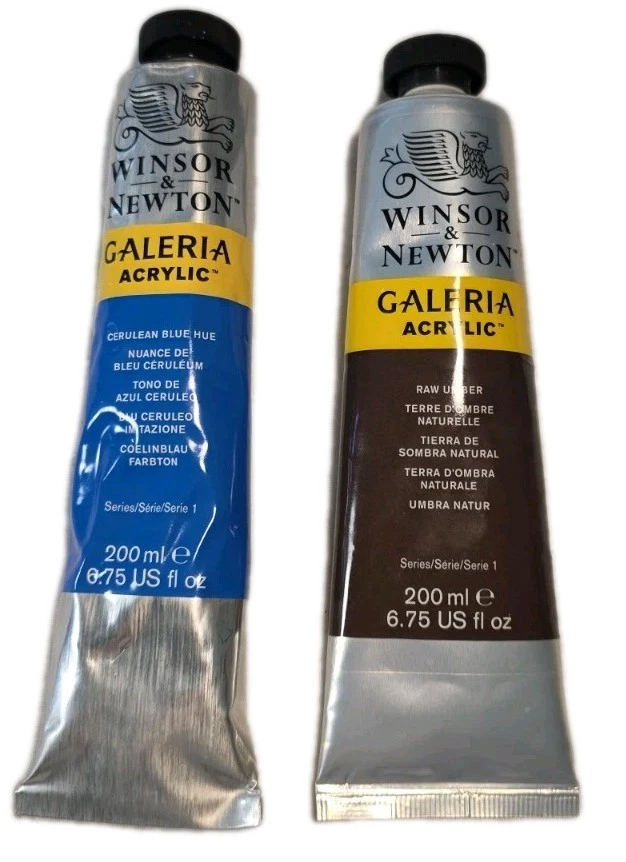 Winsor & Newton Galeria Acrylic Paint Tube Blue Brown Lot of 2 D1 - Image 1 of 1