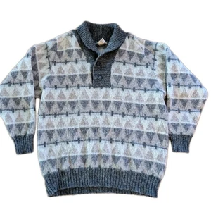 VTG ALAFOSS ICEWOOL SWEATER CHUNKY MENS SZ XL Cream, Gray, Tan - Picture 1 of 15