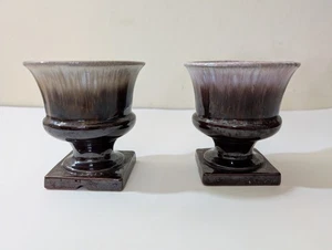2 fioriere vintage NORCREST in ceramica smaltata a goccia marrone e rosa GIAPPONE LEGGI - Foto 1 di 23