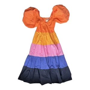 Farm Rio Tiered Colorblocked Maxi Dress (size Small) - Picture 1 of 7