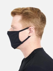 Adult Black Reusable Washable Cotton Two Layer Soft Face Mouth Protection Mask - Picture 1 of 4