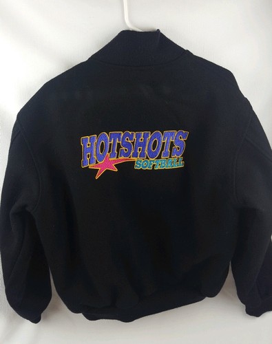 Hotshots Softball Giacca Lana Nera Grande Cappotto Coach Baseball Giacca
