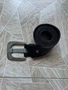 Italy Designer Vintage Dolce Gabbana Metal Buckle Monogram Leather Belt Black - Picture 1 of 9