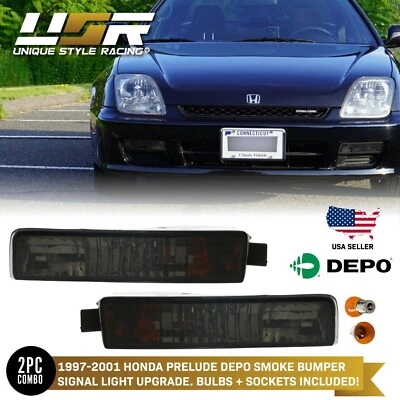 DEPO JDM Style Smoke Bumper Signal Light Pair For 1997-2001 Honda Prelude - Image 1 of 4