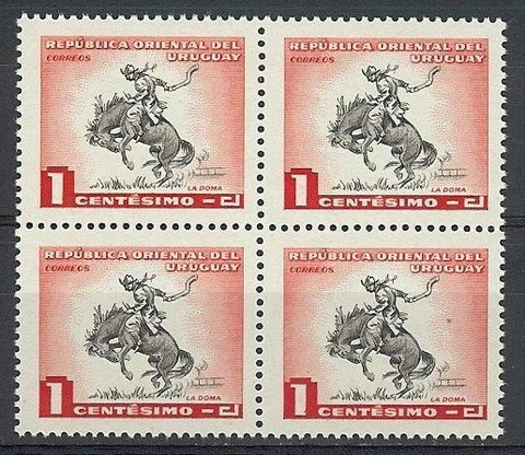 Uruguay 1954 Sc# 606 Horse breaking block 4 MNH Cover