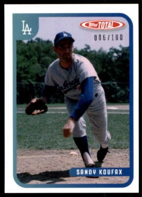 Sandy Koufax 2020 Topps Total Retired Legends #V2 /100 Dodgers  - Image 1 of 2