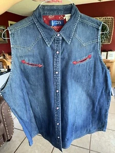 Vintage Wrangler Blues Pearl Snap Shirt/Vest Women’s Size XL - Picture 1 of 5