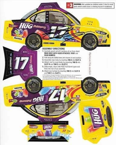 SIGNED 2018 RICKY STENHOUSE JR "LITTLE HUG" #17 NASCAR TEAROUT POSTCARD Cover