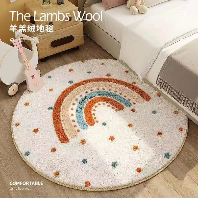 Children Bedroom Carpet Mat Cartoon Circular Pashmina Bedside Living Room Porch - Image 1 of 4