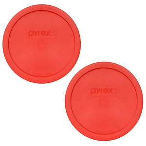 Pyrex 323-PC 1.5qt Red Round Plastic Storage Lid Cover 2PK for Glass Mixing Bowl - Picture 1 of 2