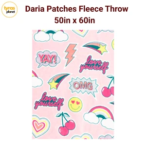KENSIE 50in x 60in Pink Daria Patches Fleece Throw - NEW - Picture 1 of 3