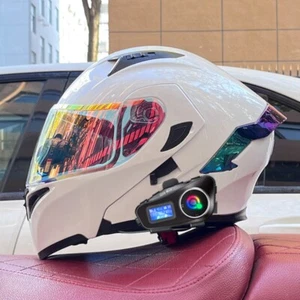 DOT Approved Bluetooth Intercom Motorcycle Flip Up Helmet With Wireless Headset - Picture 1 of 20