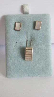 Schmuckset silber 925 mit Perlmutt, Ohrringe und Anhänger, gebraucht - Bild 1 von 2