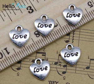Wholesale 20/60X Retro style love heart alloy Charms pendants DIY 11x10mm - Picture 1 of 3