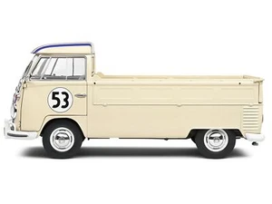 1950 Volkswagen T1 Pickup Truck Racer #53 Cream with Stripes 1/18 Diecast Model - Picture 1 of 5