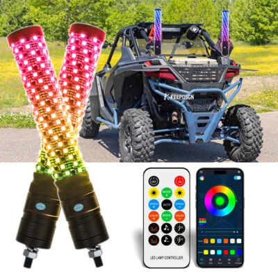 Antena espiral RGB 360° luces látigo grasa 1 pie x 1,8" para CFMoto UForce ZForce 1000 Foto 1 de 4