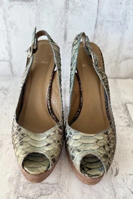 Stuart Weitzman Shoes Heels Womens Snakeskin Slingback Pumps Peep Toe Size 7.5 M - Image 1 of 4