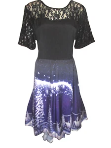 NWT Holiday Dress Vtg Look 1X Lace Insert A-Line Dress High Low Hem By Nextmia - Picture 1 of 7