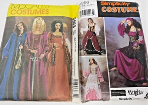 Dos disfraces medievales sin usar vestidos pirata de mujer patrón de costura misses talla 6-12 - Imagen 1 de 8