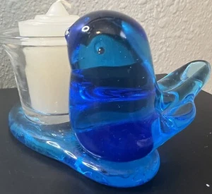 Terra Studios Leo Ward Bluebird of Happiness Votivkerzenhalter Vogel Glas Vintage - Bild 1 von 12