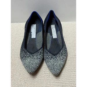 Rothy's Point Blue Birdseye Flats Women's Size 8 Pointed Knit Shoes no insoles - Picture 1 of 6