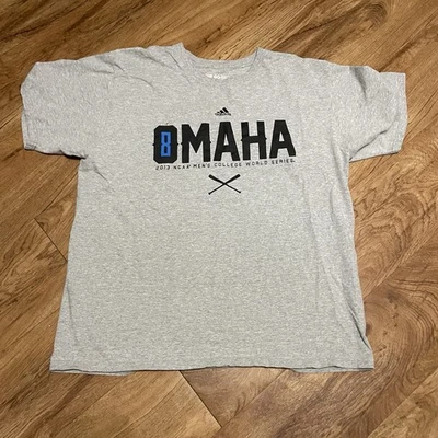 Adidas Omaha Baseball Tshirt Men XL NCAA College World Series 2013 Gray Tee - Image 1 of 4