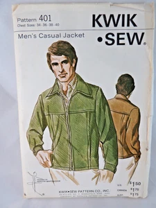 Vintage Men’s Kwik Sew Pattern 401 Men's casual jacket Uncut - Picture 1 of 2