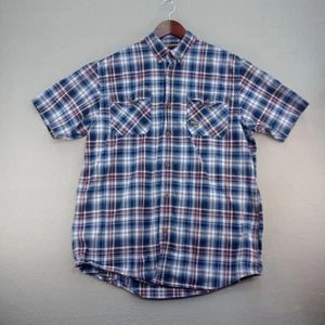Ariat Rebar Shirt Mens Medium Blue Red Plaid Western Workwear Button Down - Picture 1 of 17