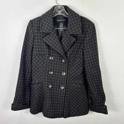 Moda Intl Wool Blend Plaid Jacket S Double Breasted Preppy Quiet Luxury Academia - Image 1 of 4