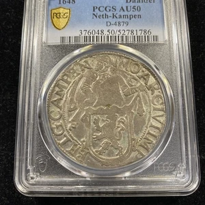 1648 Netherlands-Kampen Silver Lion Daalder PCGS AU50 Item#9980 - Picture 1 of 8