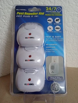 Paquete de 3 repelentes ultrasónicos de plagas Bell + Howell para hormigas, ratones, ratas y cucarachas Foto 1 de 4