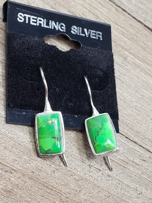 Brincos pendurados de prata esterlina verde limão Gaspeite assinado Barse - Imagem 1 de 4