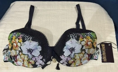ROBERTO CAVALLI Ropa Interior Floral Push Up Reggiseno Sujetador I 42/USA 34 Hecho en Italia Foto 1 de 4