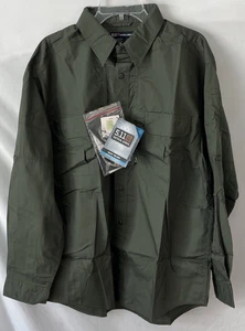 5.11 Tactical Series Taclite Pro Long Sleeve Shirt Mens L Green 72175 Pockets - Picture 1 of 9