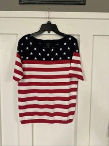 Talbots Patriotic Flag Pullover Gr. M Petite Stars Streifen rot weiß blau 4. Juli - Bild 1 von 5