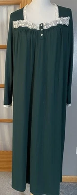 Maxi Camisón Charter Club Intimates Años 90 Talla L Manga Larga Blanco Encaje Abuela Foto 1 de 4