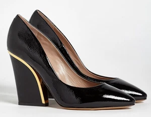 NUOVE décolleté in pelle tacco curvo metallo (taglia 35) - prezzo al dettaglio $895,00 al dettaglio di prezzo al dettaglio! - Foto 1 di 5