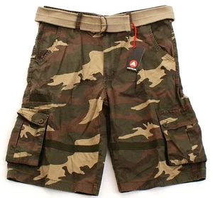 Airwalk Green Camouflage Ripstop Cotton Cargo Shorts with Belt Men's NWT - Picture 1 of 2