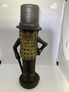 Mr. Peanut Planters Nuts Cast Iron Piggy Bank Toy Antique Style Patina Painted - Picture 1 of 6