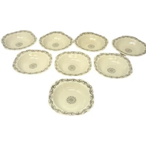 (8) HTF Laughlin Century Dessert Berry Bowls Ivory Vellum Gold Garland Daisies - Picture 1 of 11