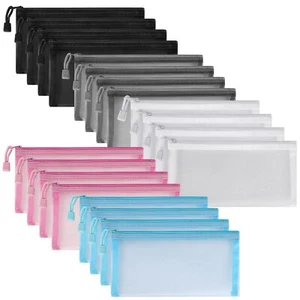 Multicolored Zipper Mesh Pouches 20 Pack 10 Colors Pencil Cases Travel Bags - Picture 1 of 7
