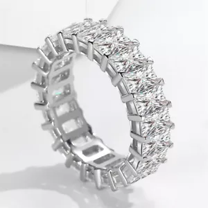 6mm Engagement Band Women's White Gold Filled 3*5MM Princess Cut Ring Size 4-9 - Picture 1 of 5