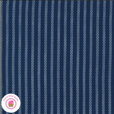 Moda HOMESTEAD 24097 25 Navy Blue Stripe APRIL ROSENTHAL Quilt Fabric - Image 1 of 4
