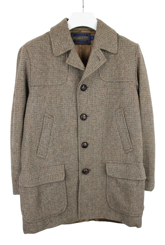 PENDLETON Virgin Wool Coat Men's (US) 42 Checked Melange Mid Length Overcoat - Image 1 of 4
