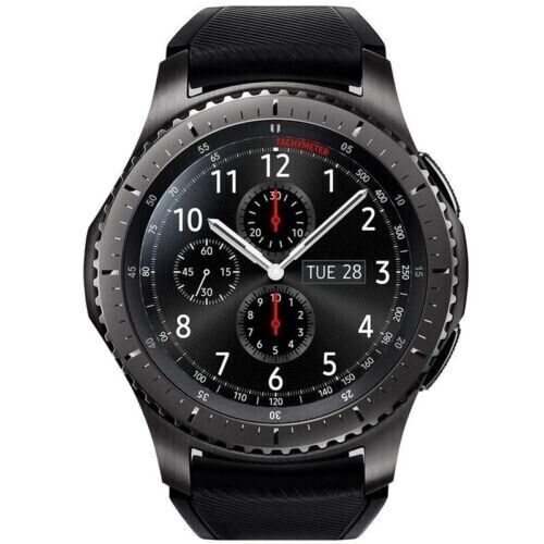 Samsung Gear S3 Frontier 46mm R760 Steel Case with Black Strap HRM GPS Very Good