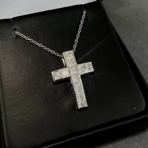 Princess Cut Lab-Created Cross Gift Pendant 14K Two-Tone Gold plated ( Any One ) - Picture 1 of 10