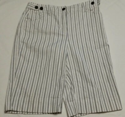 Pantalones Cortos Deportivos Jones New York Blanco Rayas Informales para Caminar Talla 8 Elásticos Foto 1 de 4