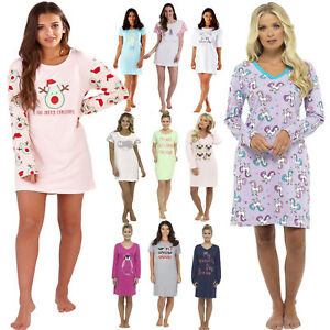 Ladies Nightshirt Long Sleeve Nightdress Short Sleeve Nighty Nightie Chemise